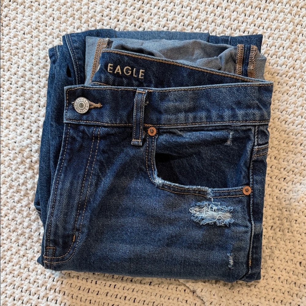 American Eagle Outfitters Dark Blue Stovepipe Jeans with Cuff